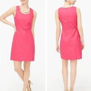 J. Crew Women's solid basketweave sleeveless square scallop dress Pink size 4